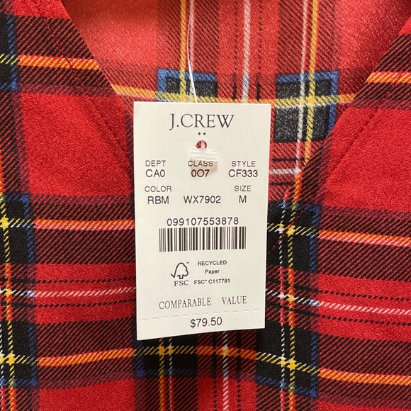 NWT Vneck J. Crew Tartan Shell Top - Picture 5 of 10